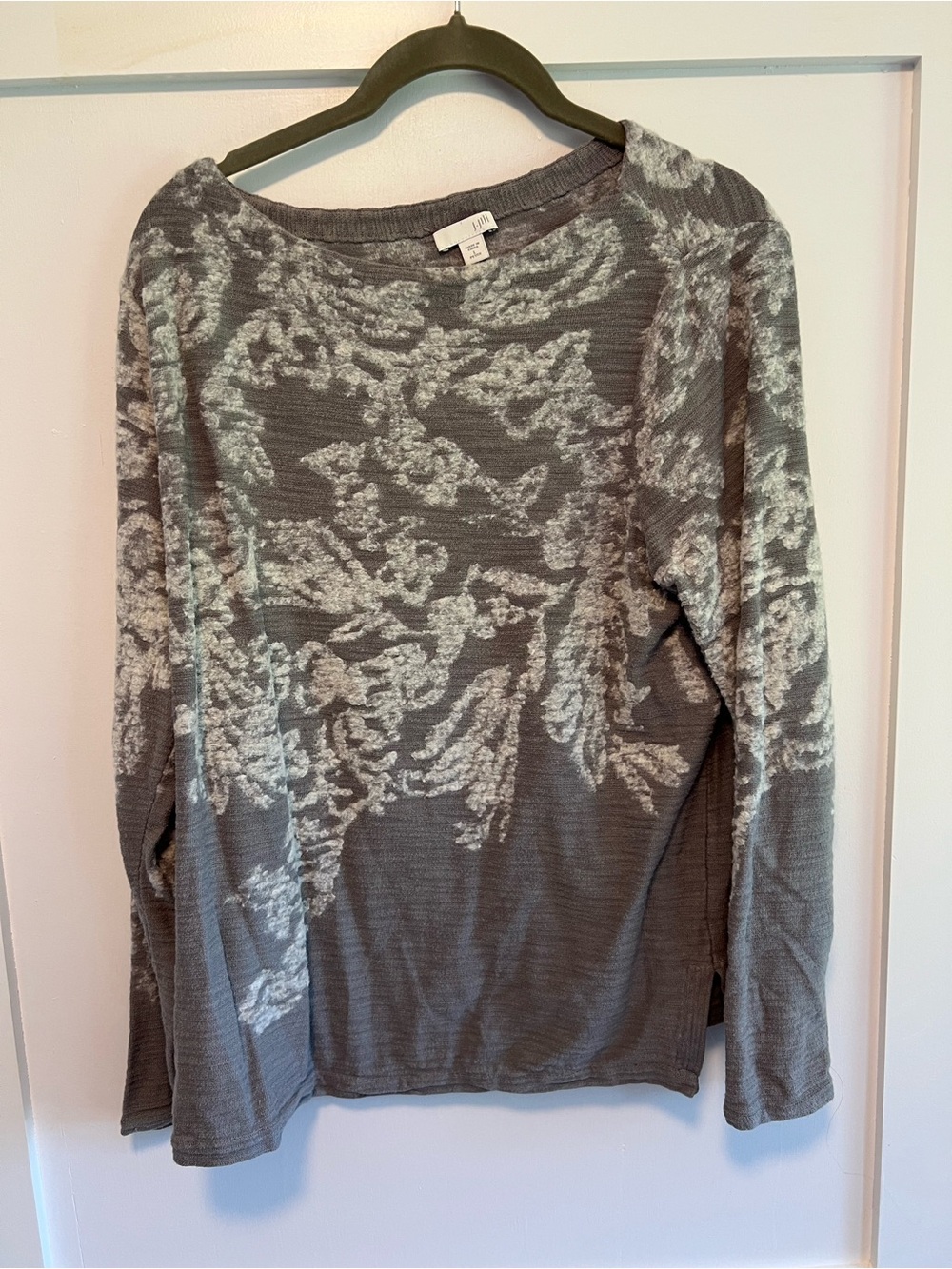 J. Jill Gray Floral-Textured Knit Top